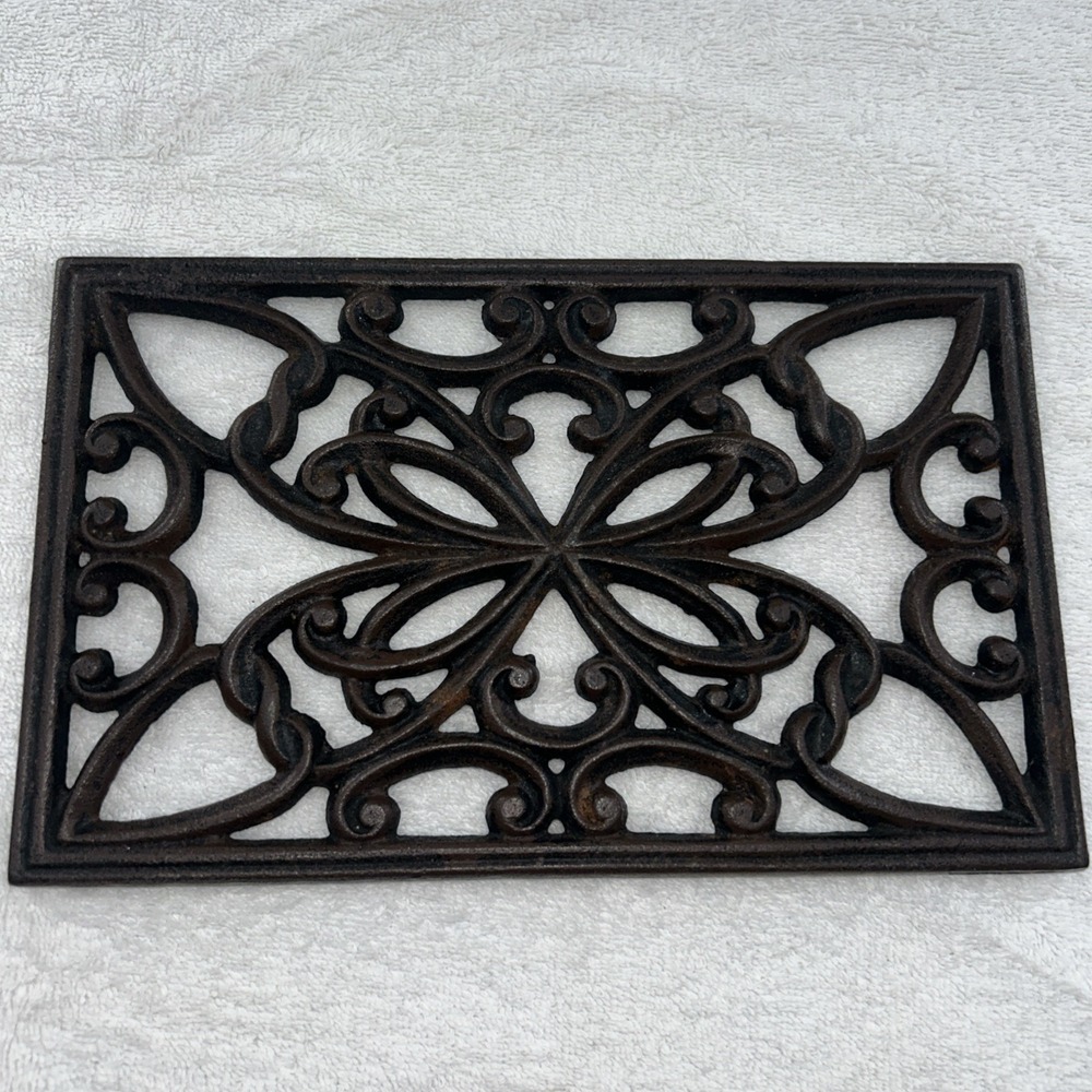Cast Iron Trivet For Hot Plate Kitchen Rectangle Rectangular Heavy Vintage Foot